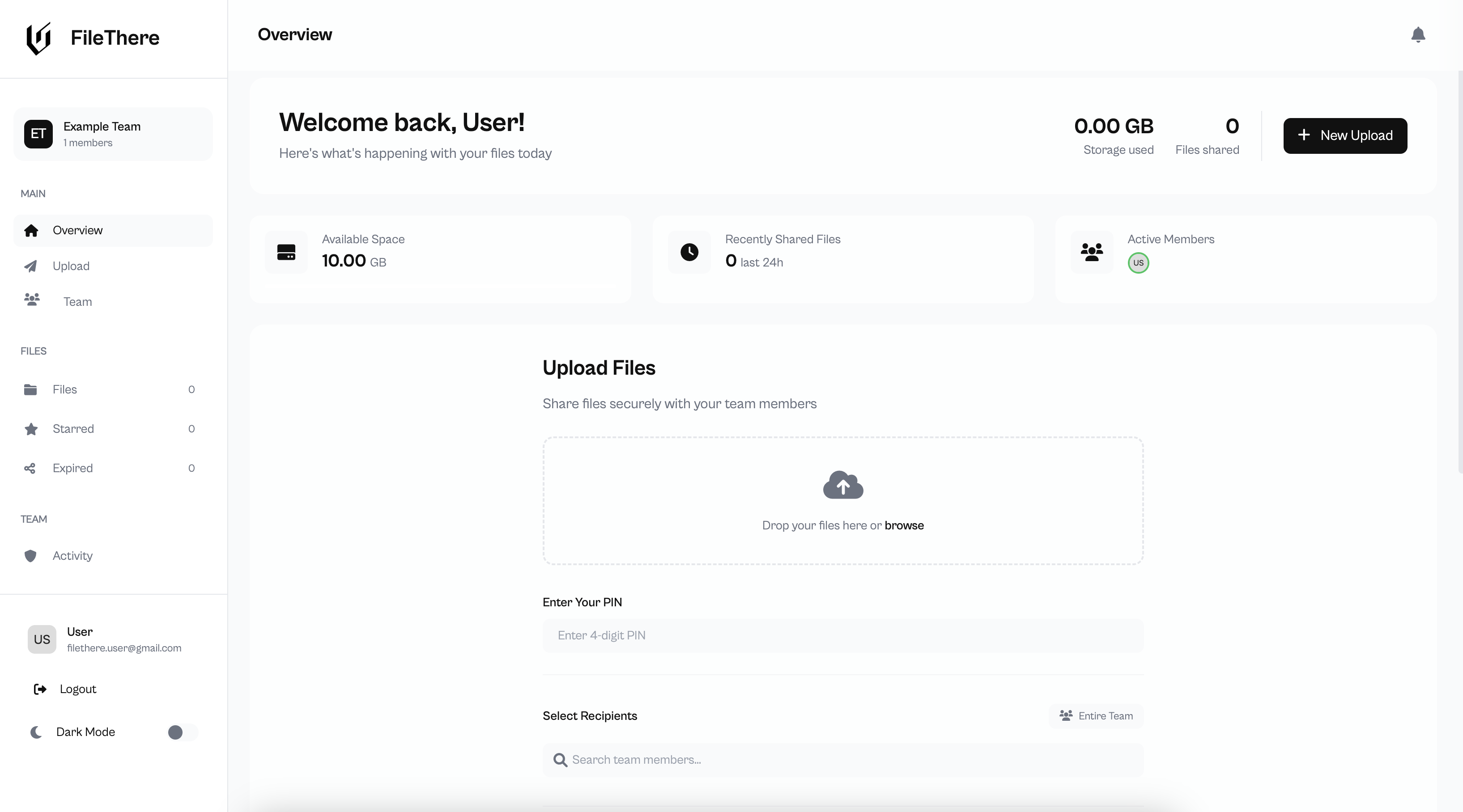 FileThere Dashboard