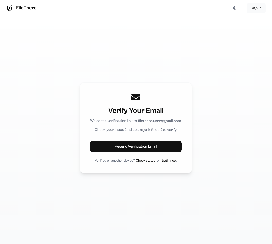 FileThere Verification Interface